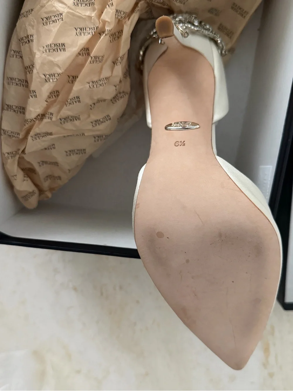 Badgley Mischka champagne satin